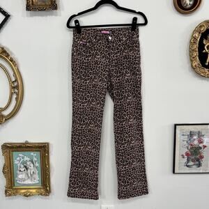 Vintage Y2K Bubblegum USA Leopard Print Flare Pants size 28